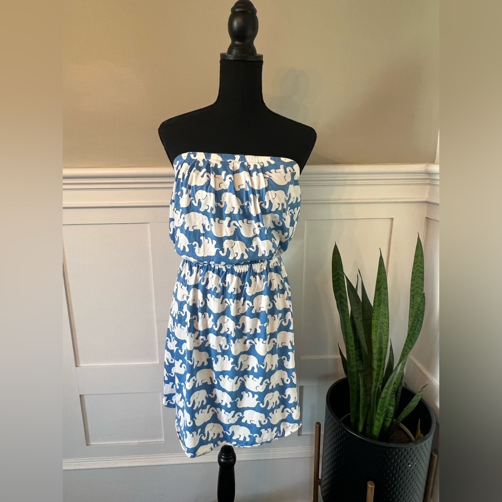 Lilly Pulitzer Blue Tusk In Sun Windsor Strapless Dress - Picture 6 of 10